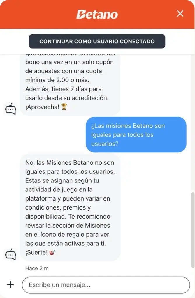 Ventana de chat de atención con la respuesta de un asesor a la pregunta de un usuario, y el campo para escribir al pie.